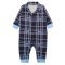 Ромпер детский начес 7241-033 Синий Клетка рост 68 см