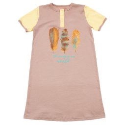 Нічна сорочка для дівчинки Модель 350-072 Коричнева з пір'ям 