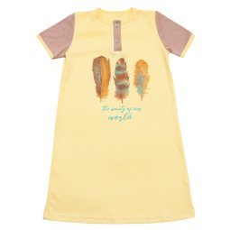 Нічна сорочка для дівчинки Модель 350-072 Жовта з пір'ям 