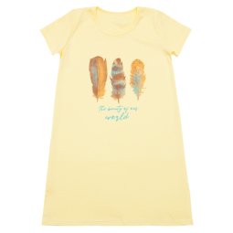 Нічна сорочка для дівчинки Модель 356-072 Жовта з пір'ям 