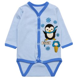 Голубой боди для мальчика Модель 6139-632 Пингвин
