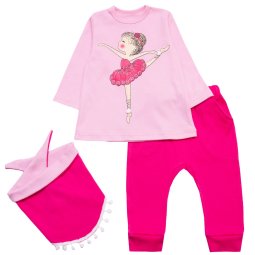 Комплект для девочки "Крутышка" Модель 7205-082 Светло-розовый/штаны малиновые