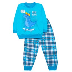 Пижама для мальчика Модель 349-023 Бирюзовая динозавр