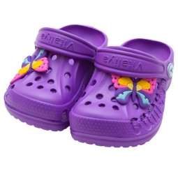 Шльопанці-крокси для дівчинки Модель 20210002 Фіолетові з метеликом 