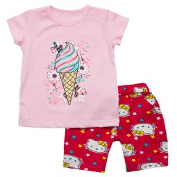 Комплект для девочки Модель 2259-453 Розовый "Мороженое" + китти