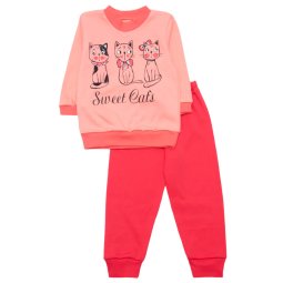 Пижама для девочки Модель 349-082 Персиковый Кошка