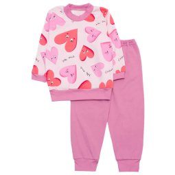Пижама для девочки Модель 358-073 Розовый Сердечки