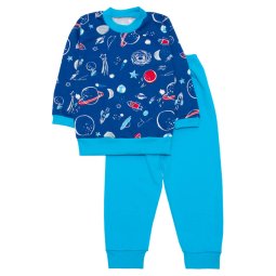 Пижама для мальчика Модель 358-073 Синий Космос + бирюзовые штаны