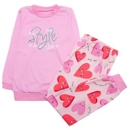 Піжама для дівчинки Модель 349-073 Рожевий Style + Сердечки 