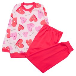 Піжама для дівчинки Модель 358-073 Рожеві Серденьки + корал штани 