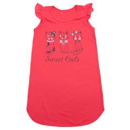 ﻿Сорочка для дівчинки Модель 355-022 Корал котики 