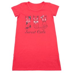 ﻿Сорочка для дівчинки Модель 356-022 Корал Котики 