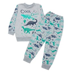 Пижама для мальчика Модель 349-663 Серый+зелёный Динозавр