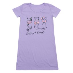 Ночная сорочка для девочки Модель 356-022 Сиреневый Котики
