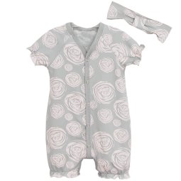 Комплект для дівчинки пісочник пов'язка Модель Б-110455-453 Сірий Троянда 