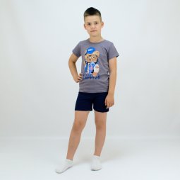 Комплект для хлопчика Модель 2210-452 Темно-сірий Ведмідь 