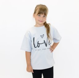 Футболка oversize для дівчинки Модель 2325-452 Сірий Love 