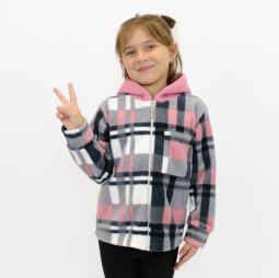 Рубашка на молнии для девочки флис 4302-524 Пыльная роза