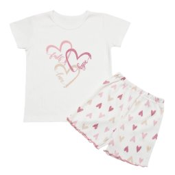Пижама для девочки интерлок 374-793 Молочный Сердечки