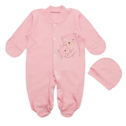 Человечек для девочки интерлок 7246-792 Пудра Мишки