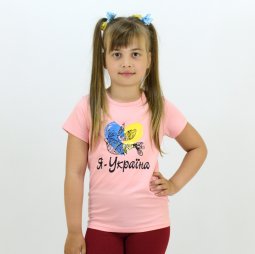 Футболка для дівчинки стрейч-кулір 2255-452 Персиковий Я - Україна 
