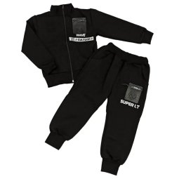 Спортивный костюм для мальчика двухнитка П-1372-362 Черный