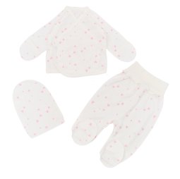 Комплект для девочки интерлок 6274-793 Молочный Сердечки розовые