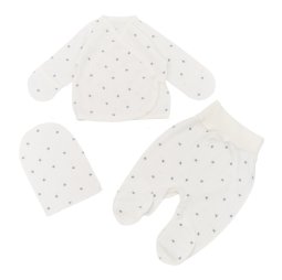 Комплект детский интерлок 6274-793 Молочный Серые звездочки