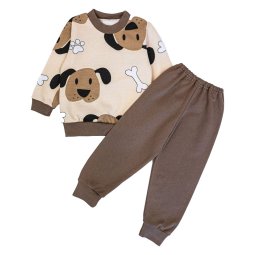 Пижама детская начес 358-033 Коричневый Собачки