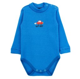 Боді-гольф для хлопчика рубчик начіс 6237-182 Бірюзовий Машинка уцінка (брак полотна)