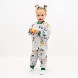 Пижама детская начес 369-033 Серый Собачка