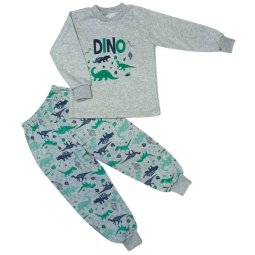 Пижама для мальчика начес П-0670-033 Серый Дино