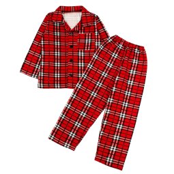 Пижама детская начес 370-033 Красный с белым Клетка