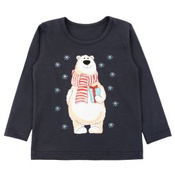 Реглан детский стрейч-кулир 4192-452 Темно-серый Мишка уценка (пятна)