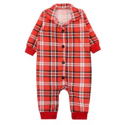 Ромпер детский начес 7241-033 Красный Клетка