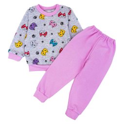 Піжама для дівчинки начіс 358-033 Бузковий Котики 