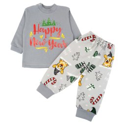 Костюм дитячий начіс 7221-042 Сірий Ялинки уцінка (дірочка) 