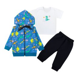 Костюм тройка для мальчика двухнитка 7253-363 Бирюзовый Дино