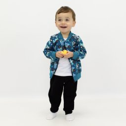 Костюм трійка для хлопчика двонитка 7254-363 Смарагдовий Машинки 