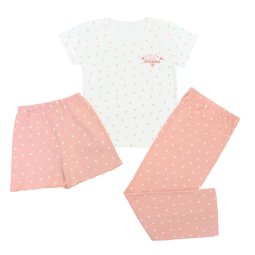 Пижама тройка для девочки интерлок 376-793 Молочный Горошек