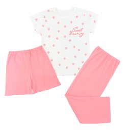 Пижама тройка для девочки интерлок 376-793 Молочный Цветочки
