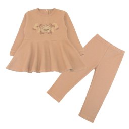 Комплект для дівчинки інтерлок вафелька 6304-812 Бежевий Квіточка 