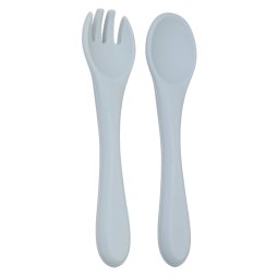 Набір силіконовий ложка та виделка Колір Сіро-блакитний 