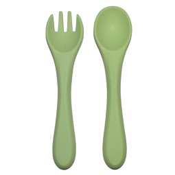 Набор силиконовый ложка и вилка 966 Цвет Зеленый