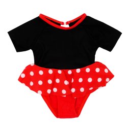 Купальник для девочки ВН925 Черный с красным Горошек