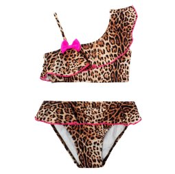 Купальник для девочки ВН501 Леопард с Малиновым