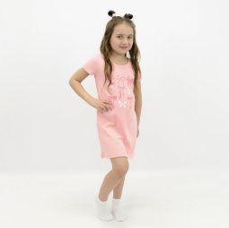 Нічна сорочка для дівчинки інтерлок 365-792 Персиковий Бантики 