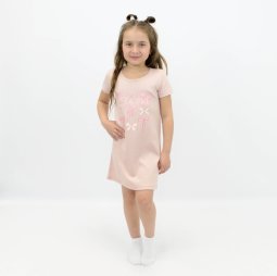 Нічна сорочка для дівчинки інтерлок 365-792 Бежевий Бантики 