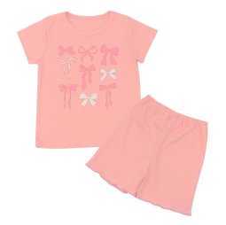 Піжама для дівчинки інтерлок 374-792 Персиковий Бантики 