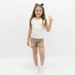 Піжама для дівчинки інтерлок жакард 382-893 Молочний Вишеньки 